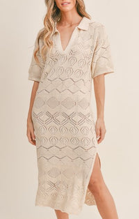 Mable Cream Sweater Midi Dress 