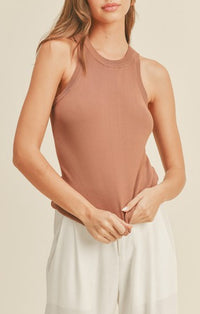 Miou Muse Red Bean Ribbed Tank Top
