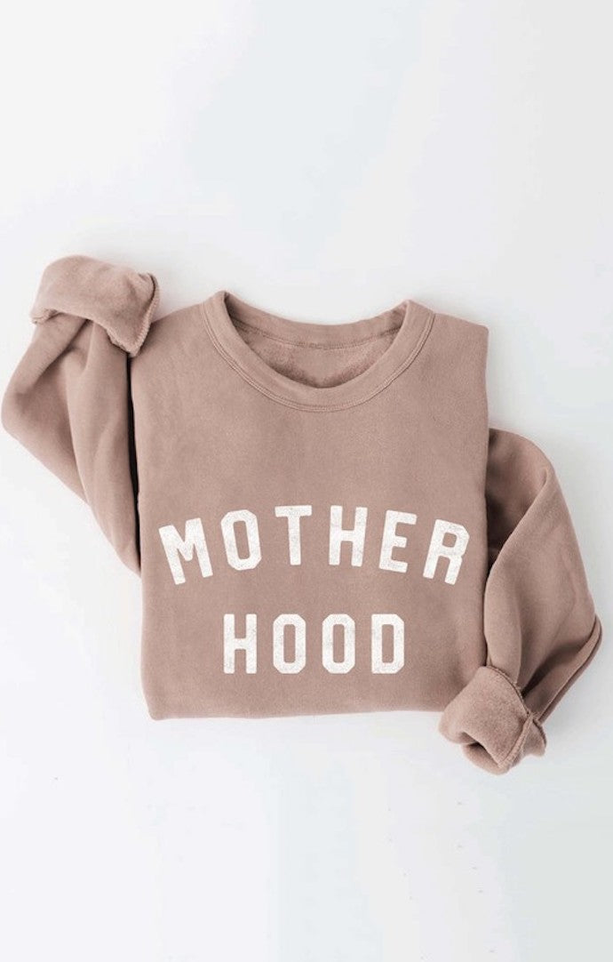 “Motherhood” Tan Crew Neck Sweatshirt