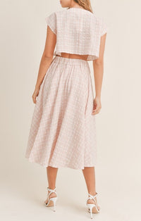 Mable Pink Plaid Crop Top And Midi Skirt