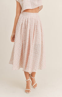 Mable Pink Plaid Crop Top And Midi Skirt