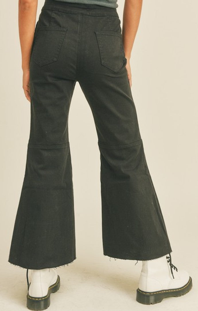 Stevie Black Flared Cotton Pants