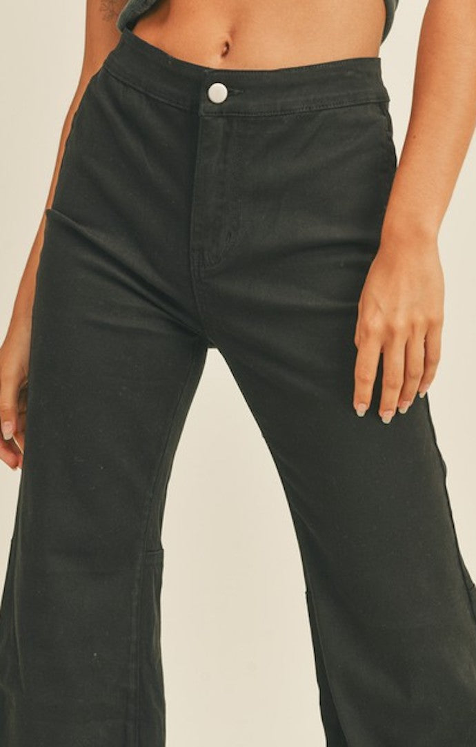 Stevie Black Flared Cotton Pants