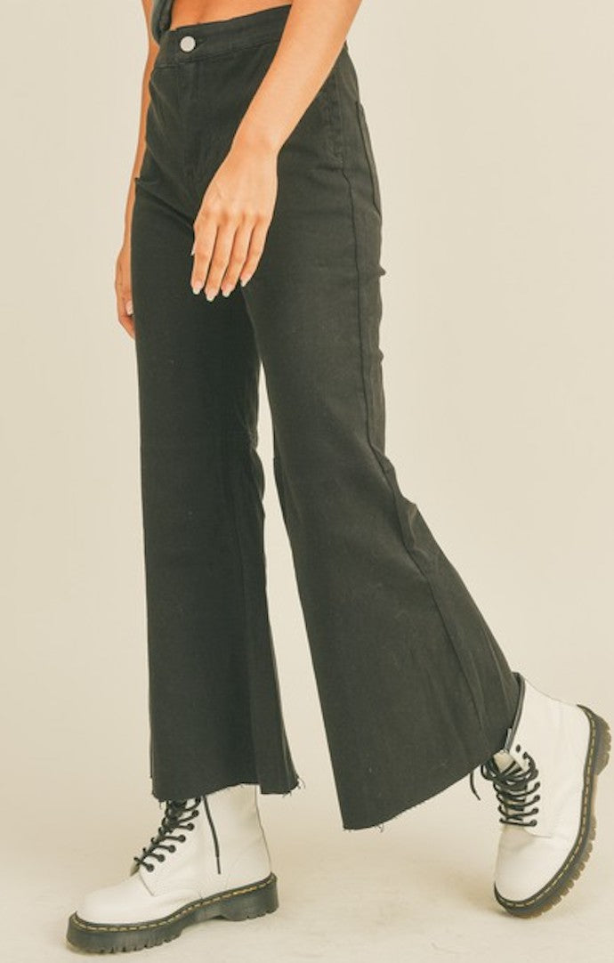Stevie Black Flared Cotton Pants