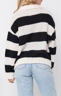 Pretty Garbage Black Oversized Striped Sweater