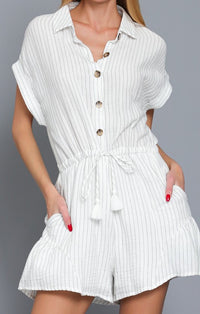 Lovestitch White Navy Romper