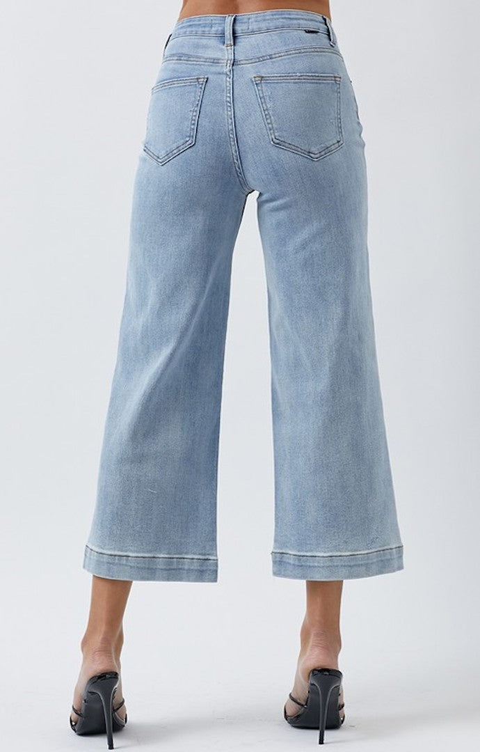Grecia Light Wash Denim Wide Leg Jeans