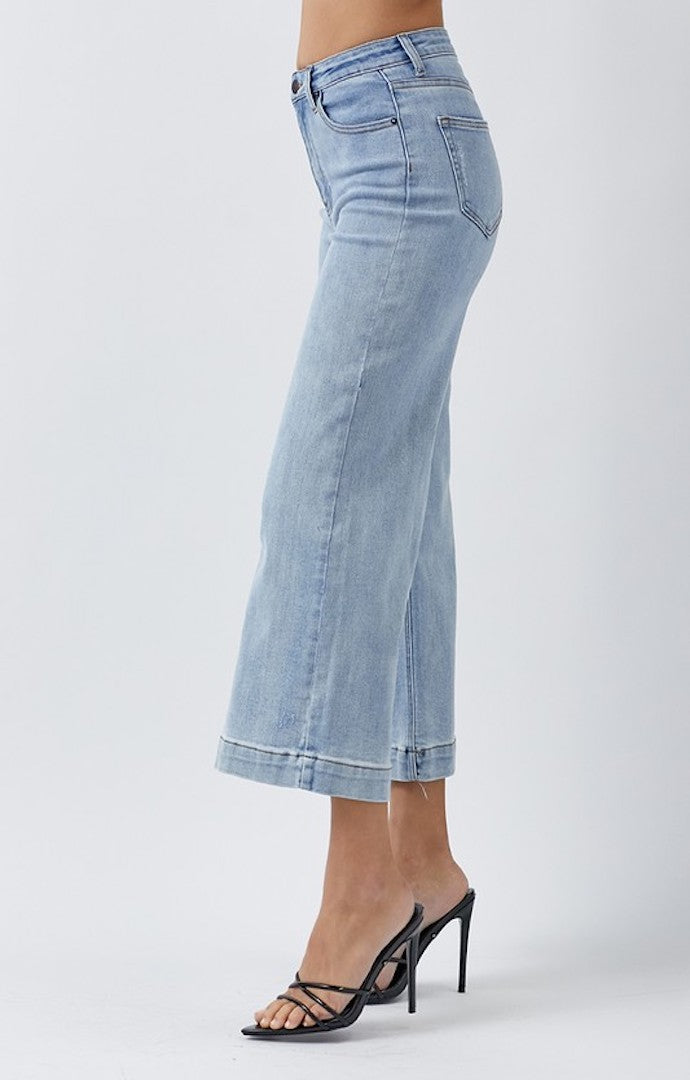 Grecia Light Wash Denim Wide Leg Jeans
