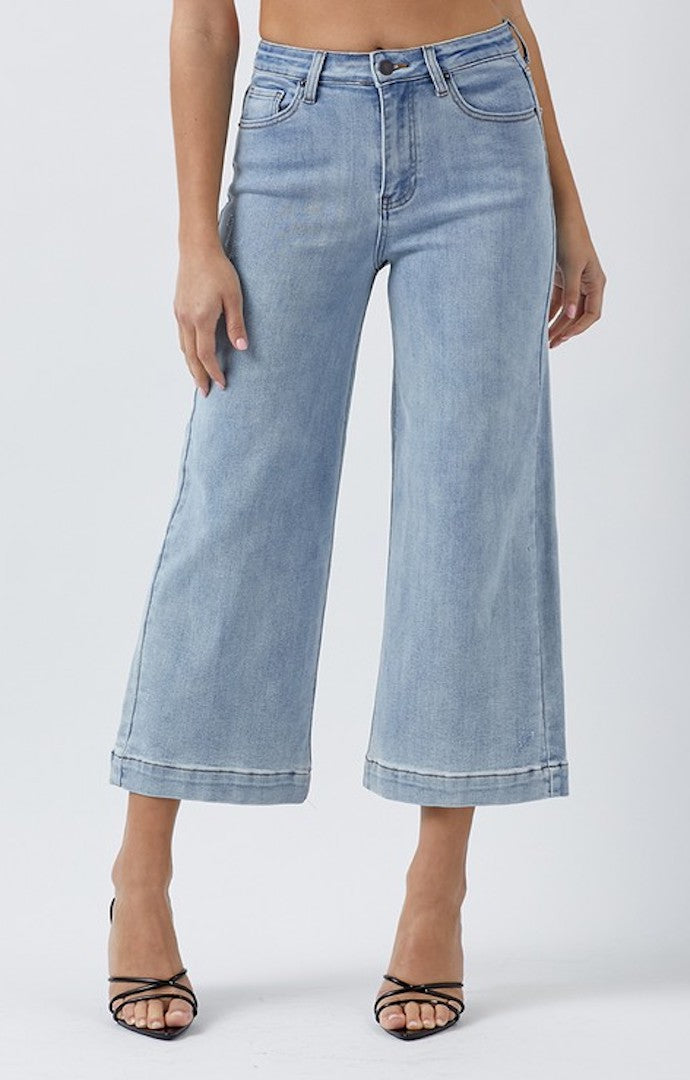 Grecia Light Wash Denim Wide Leg Jeans