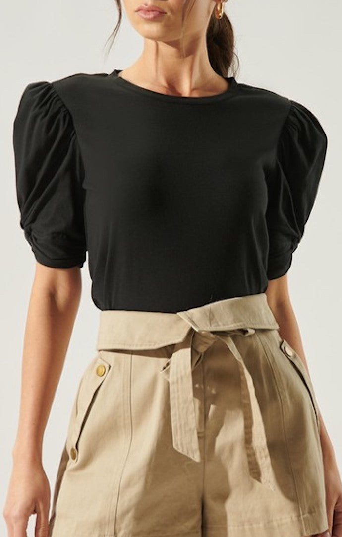 Sugar Lips Black Puff Sleeve Shirt