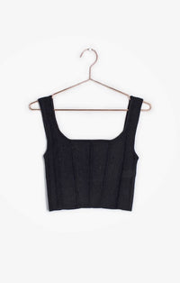All Row Black Square Neck Crop Top