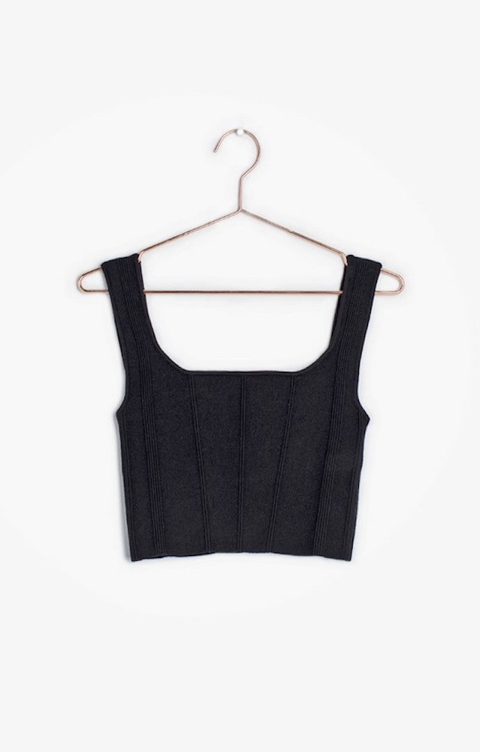 Mara Black Square Neck Crop Top