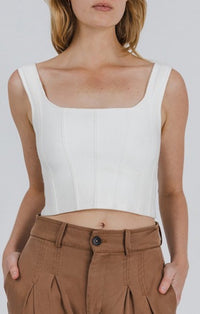 All Row Ivory Square Neck Crop Top