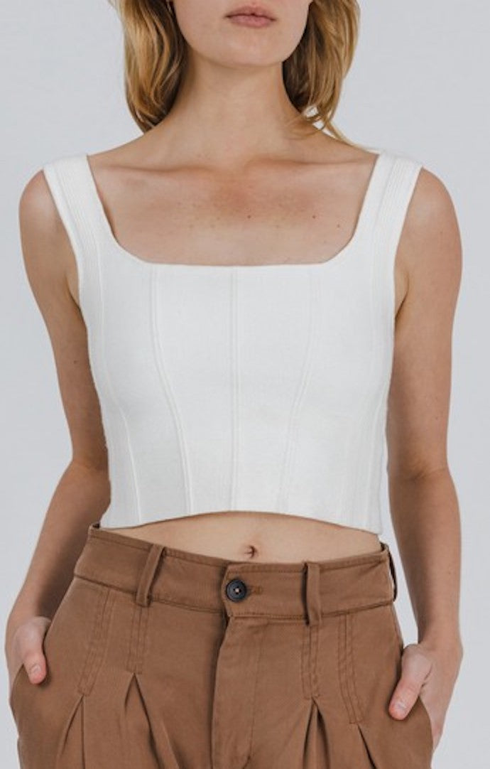 All Row Ivory Square Neck Crop Top