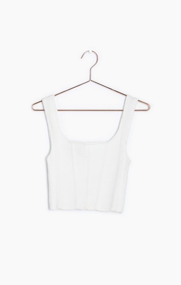 All Row Ivory Square Neck Crop Top