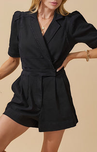 Day and Moon Washed Black Denim Romper
