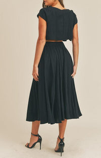 Mable Black Crop Top And Skirt Set